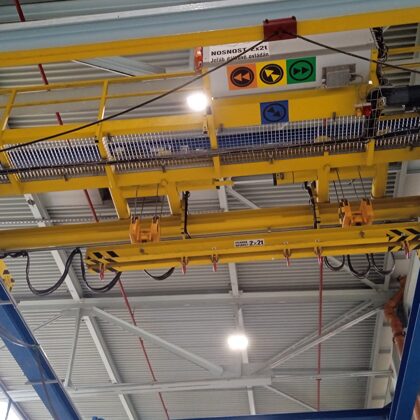 Provedena periodická revize el. instalace na mostovém jeřábku o nosnosti 2x2t