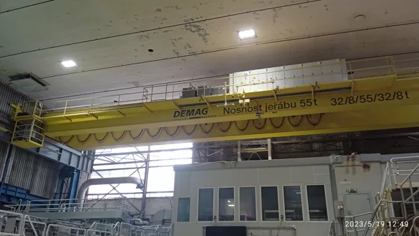 Provedena periodická revize elektrické instalace na jeřábu o nosnosti 55/32/8t